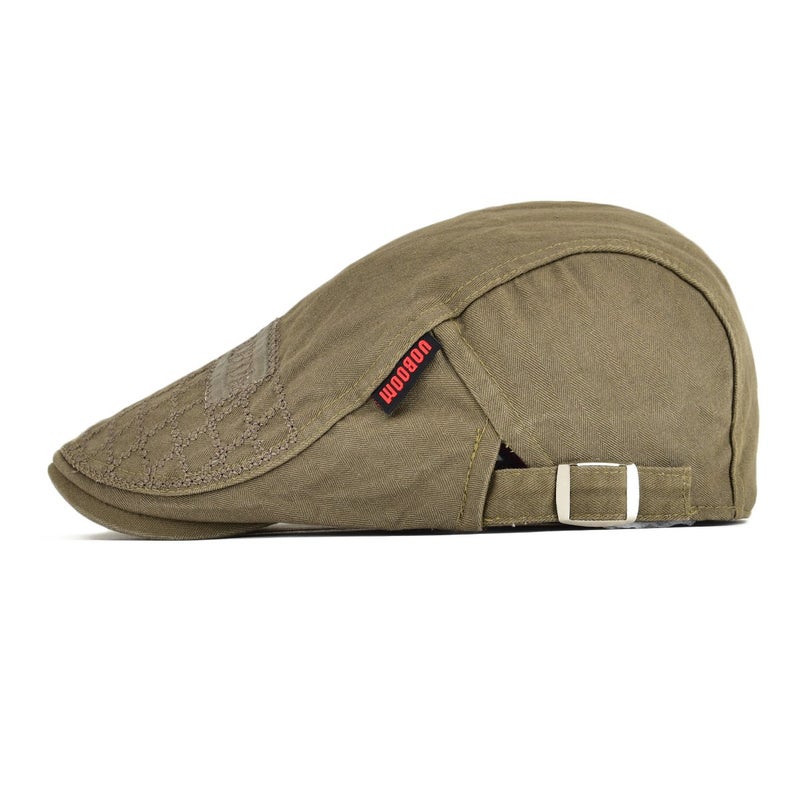 VOBOOM Men Cotton Adjustable Newsboy Beret Ivy Cap Cabbie Flat Hat (Dark Brown) - Image 4